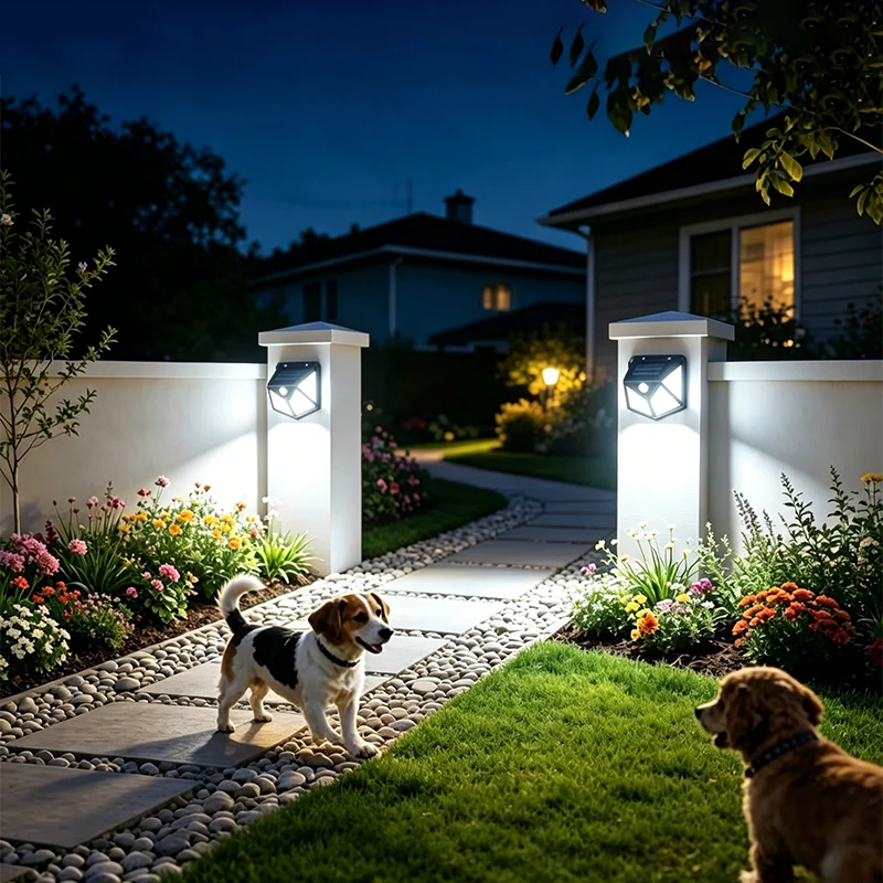 100LED Motion Sensor Solar Power Street Lights Waterproof Outdoor Security Wall Lights for Garden Porch Fence Wall