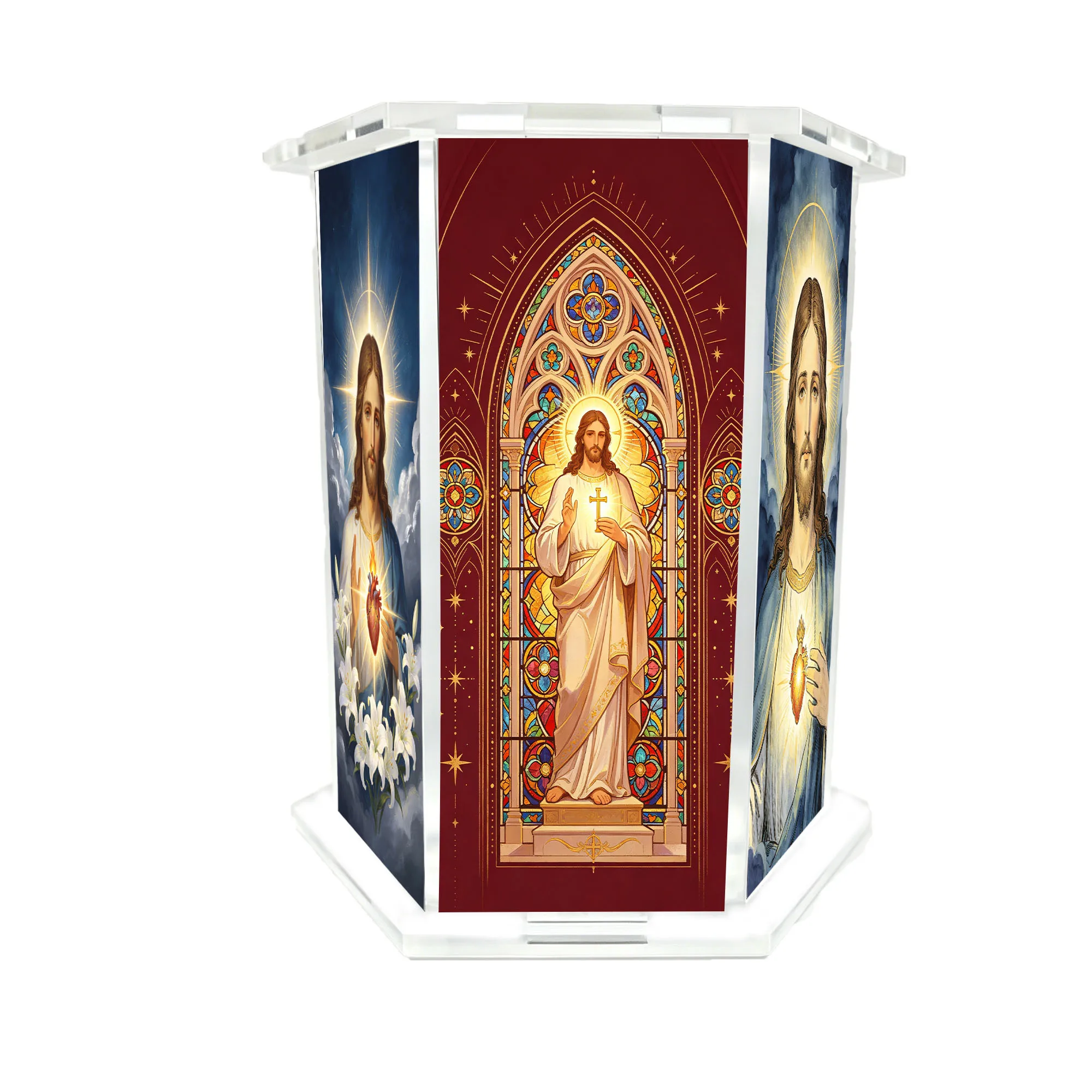 Colored window thorns Jesus pattern pious religious theme desktop stationery pen holder