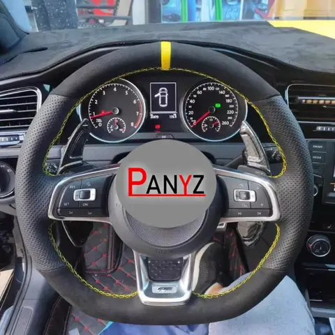 Braid Genuine Leather Car Steering Wheel Cover  for Volkswagen VW Golf R MK7 Golf 7 GTI VW Polo Scirocco 14-16 DIY Car Interior