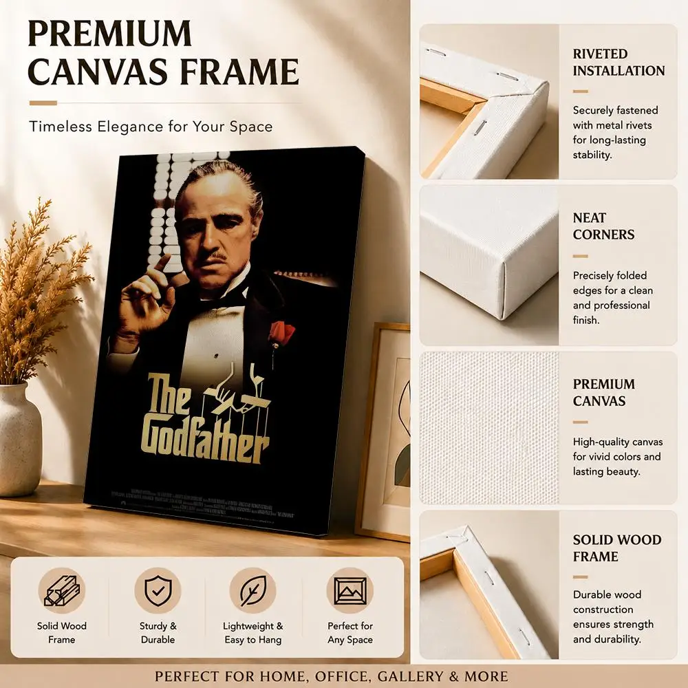 Classic Movie The G-Godfather Framed Wall Painting Canvas Art Poster with Solid Wood Frame for Living Room Home Decor