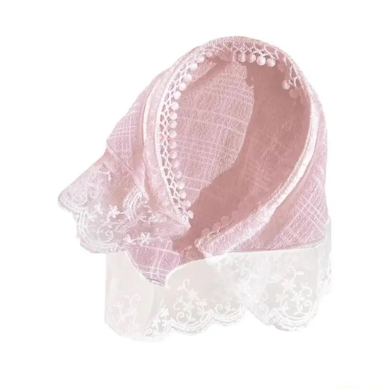 

31BF Comfortable Breathable Fabric Lace Bandana Headscarf for Women French Integrated