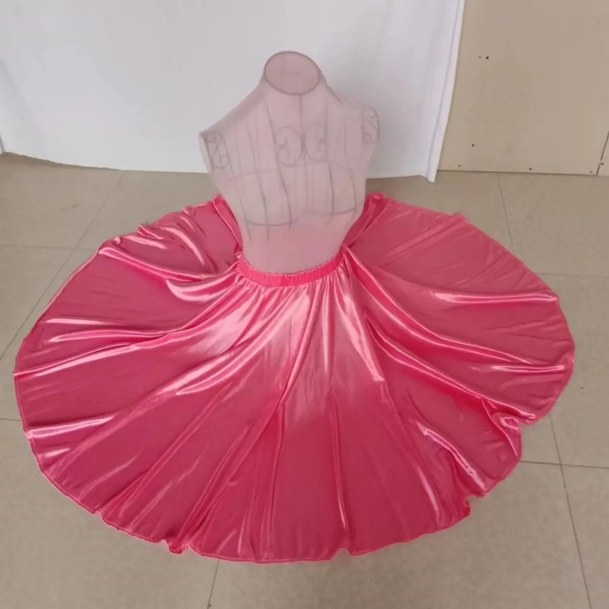 Around 66cm Length Summer Spring Sheer Thin Satin Silk Sexy Women High Waist Yoga Sleeping Skirt Loose Running Gym Bottoms