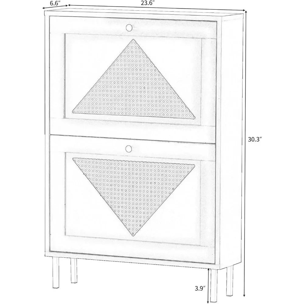 Modern Rattan Shoe Cabinet with 2 Flip Drawers - Stylish Shoe Storage for Heels, Boots, and Slippers in Entryway, Bedroom, Livin