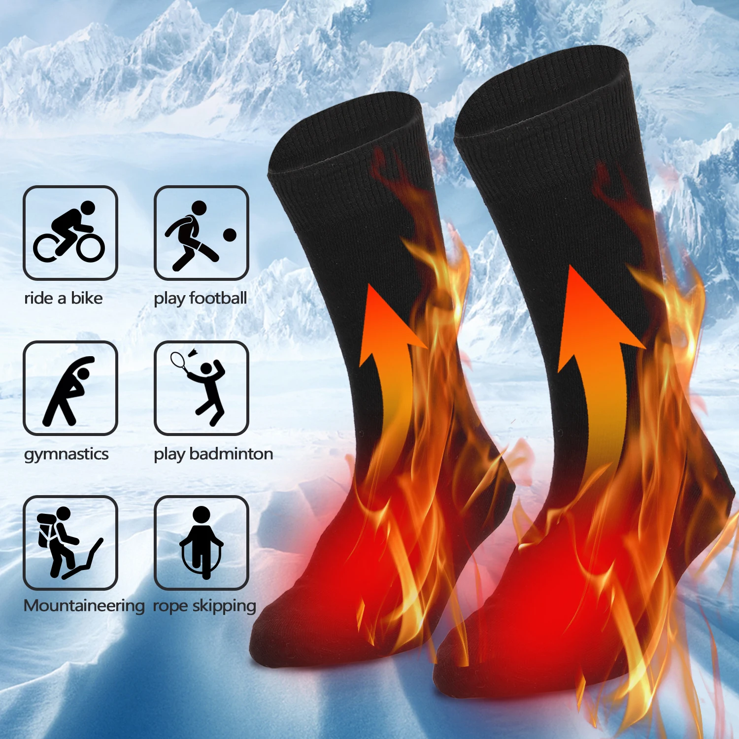 Electric Heated Socks Battery Powered Cold Weather Heat Socks for Men and Women Outdoor Riding Camping Hiking Warm Winter Socks