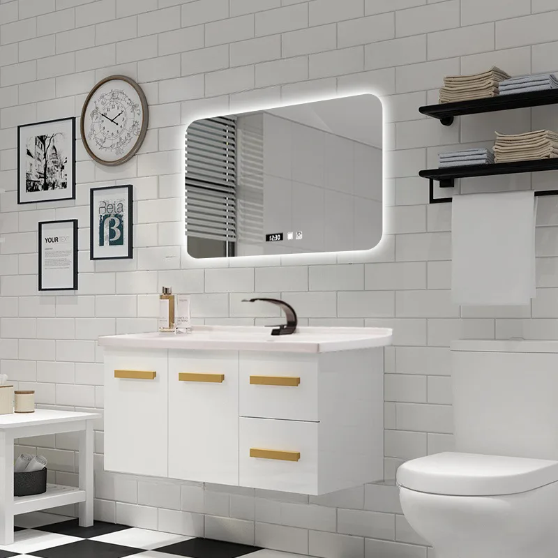 Factory Direct 2026 Solid wood bathroom cabinet combination toilet washbasin cabinet combination washbasin ceramic integrated ba