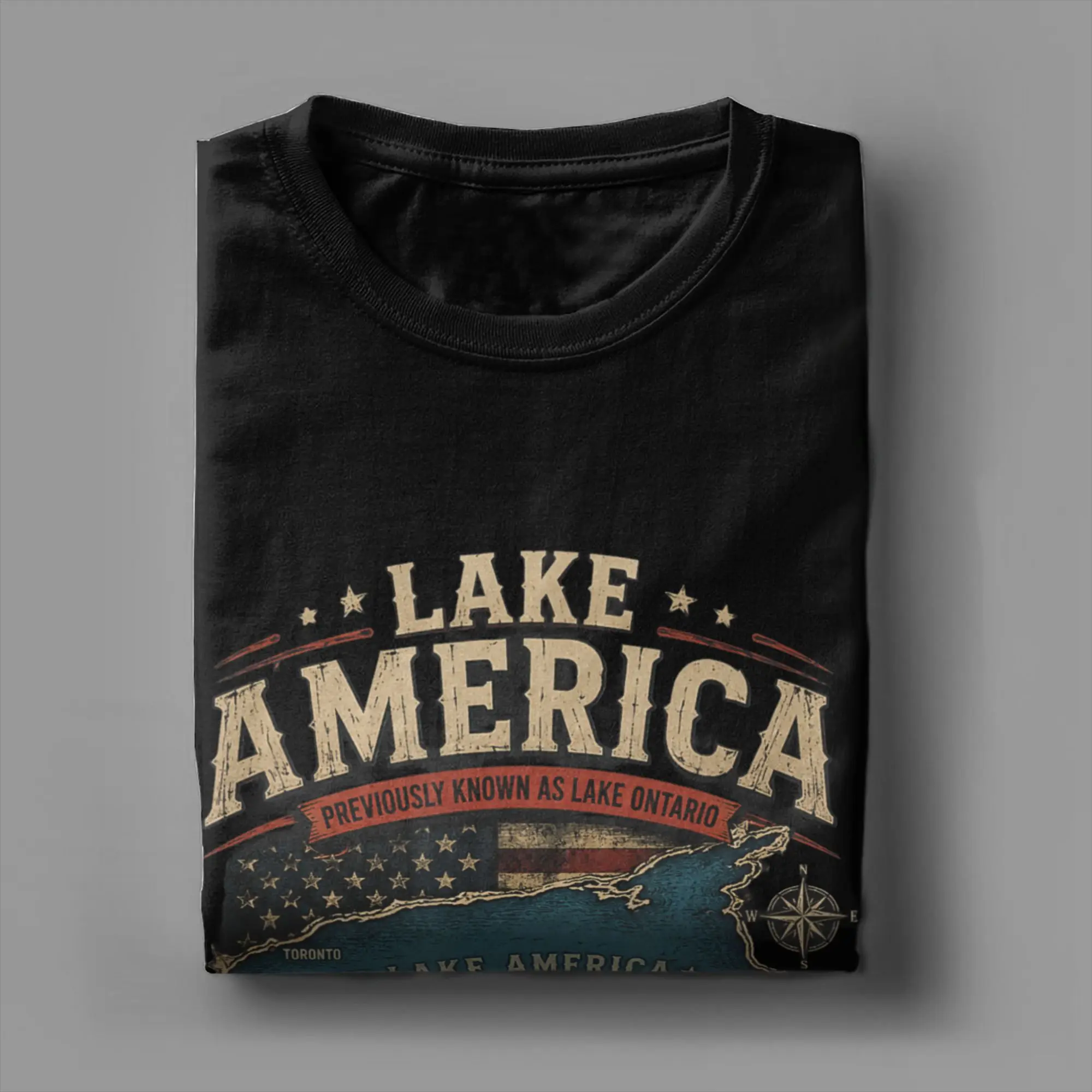 Herren-T-Shirts „Lake America USA“ – Lustige patriotische T-Shirts aus 100 % Baumwolle, Sommer-Kurzarm-T-Shirt mit Rundhalsausschnitt – Detail 3