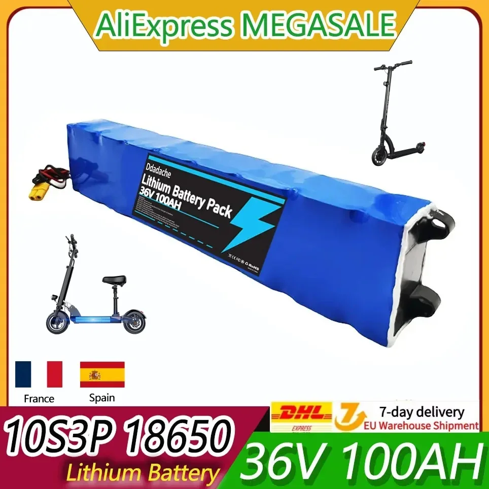 Pack de batteries rechargeables 10S3P 36V 100000mAh, batterie pour trottinette électrique 36V, batterie lithium 18650 pour trottinette électrique M365, batterie 36V pour trottinette