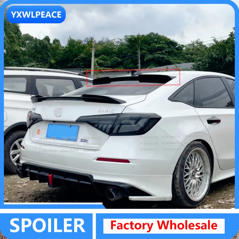 

For Honda 11th Generation Civic Sedan 4 Doors 2021 2022 2023 ABS Plastic Primer Color Rear Window Roof Spoiler Car Accessories