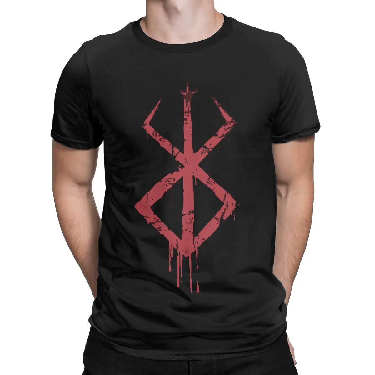 Men's Anime Brand Of Sacrifice Symbol T Shirt 100% Cotton Tops Vintage Short Sleeve Round Collar Tees Unique T-Shirts