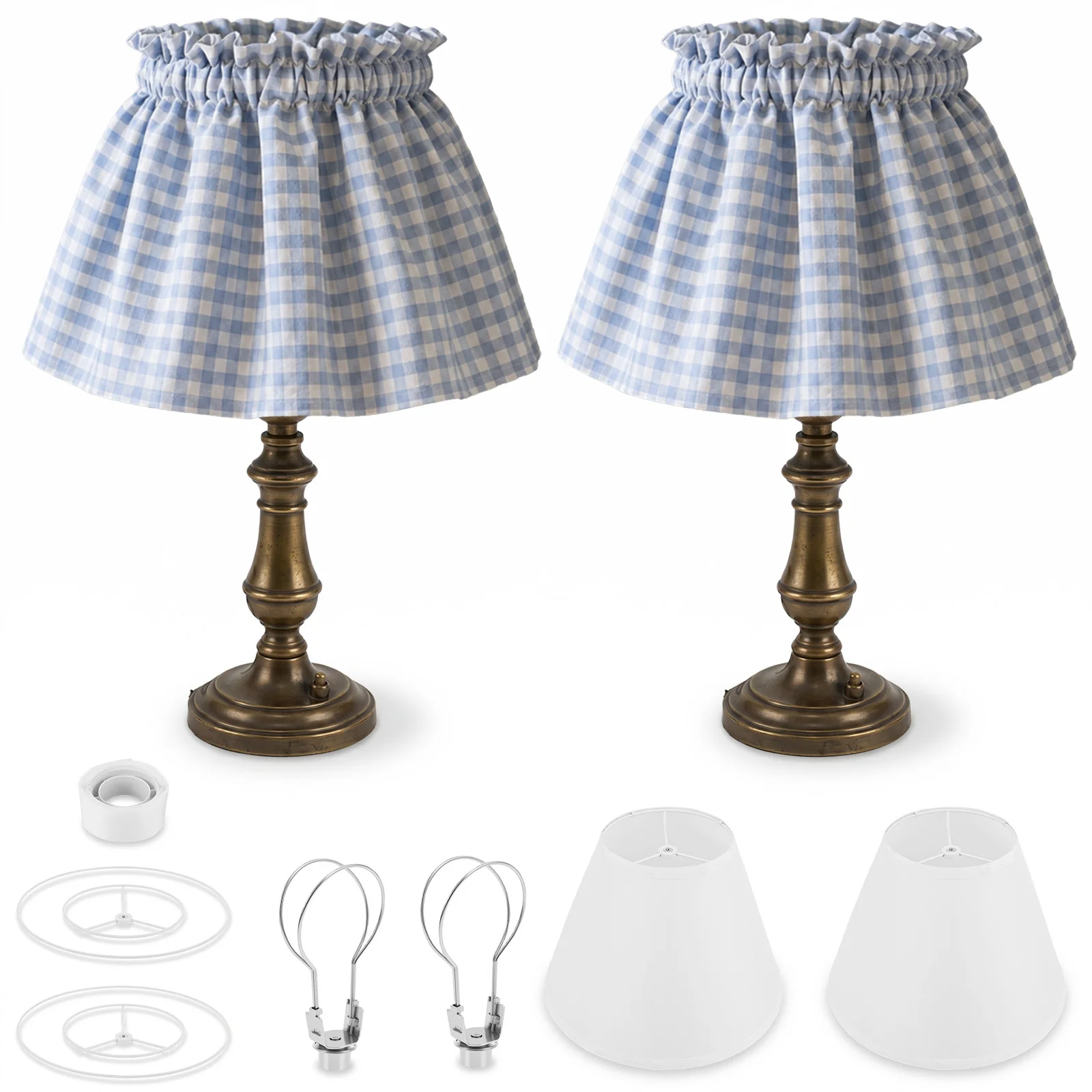Decorative Pleated Lampshade Modern Washable Table Lamp Cover Easy Assembly Lamp Shade Cover DIY Plaid Lampshade for Wall Lamps
