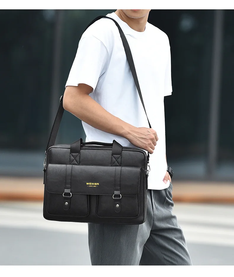 Nuova valigetta da uomo, borsa per laptop multistrato impermeabile di grande capacità, borsa a tracolla monospalla casual e alla moda