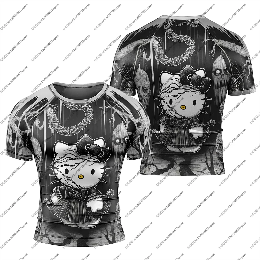 

Мужская и детская футболка Hello Kitty на Хэллоуин, вечерние, фитнес, повседневная спортивная футболка для девочек, топ, футбольный подарок, аниме, косплей, мужской тренажерный зал, новинка