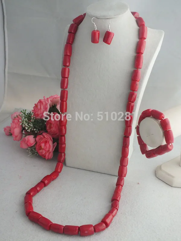 Charm jewelry Nigerian Party Beads Necklace For Men, Coral jewelry set 48 inches
