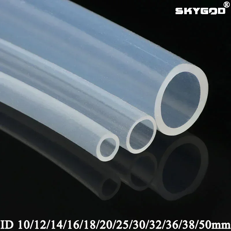 Tuyau en caoutchouc de silicone de qualité alimentaire, tube flexible transparent, diamètre 10mm, 11mm, 12mm, 14mm, 16mm, 18mm, 20mm, 30mm, 50mm, 1m