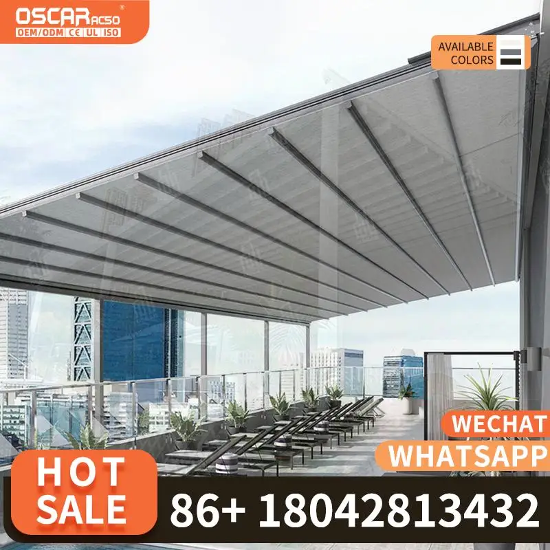

Motorized Adjustable Aluminum Folding Outdoor Retractable Waterproof Pvc Pergolas for Garden Balcony Patio Retractable Canopy Pe