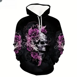 Sweatshirts for Men Punk Style 3D Skull Digital Prints Hoodies Street Fashion Kangaroo Pocket Long Sleeve Sports Mens Clothing