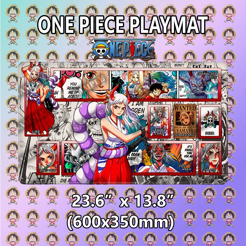 One Piece OPCG TCG Spielmatte Anime Gaming-Kartenmatte Rutschfeste Gummi-Tischmatte mit Verstärkten Kanten Sammlerstück Geschenk für Spieleliebhaber