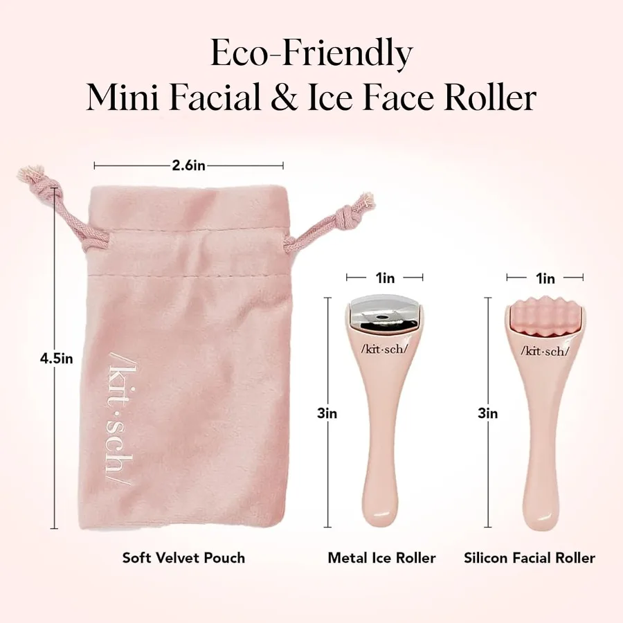 Mini Facial Roller Ice Face Roller Skin Care Tool Set for Women Face Massager for Puffy Eyes Cold Therapy Lymphatic Drainage Ma