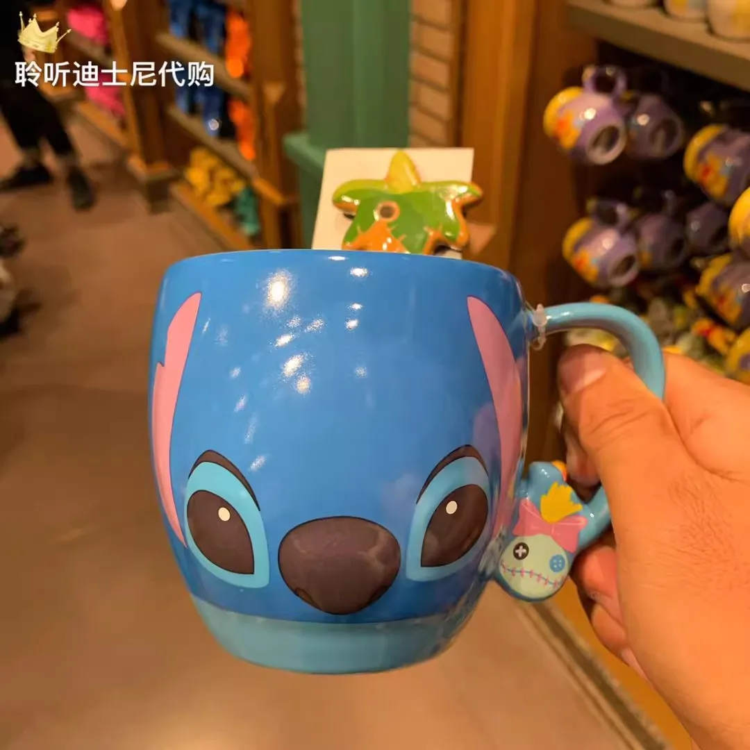 Original Disney Stitch cartoon three-dimensional with spoon mug ceramic cup Drink cup