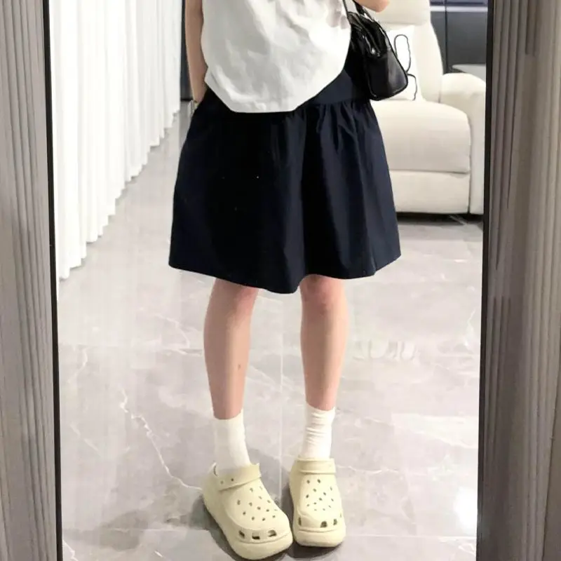 

Синяя юбка А-силуэта для женщин, летняя, тонкая, новая, маленький размер, облегающая юбка, юбка-парасолька, длина до колена, из ПВХ-ткани