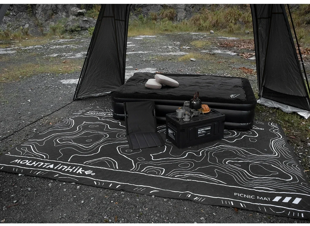 Mountainhiker Schwarze Picknickdecke, extra groß, schmutzabweisend, faltbar, Outdoor-Matte für Camping, Strand, Park, Gartenpicknick, 2x2m/2x3m – Detail 14