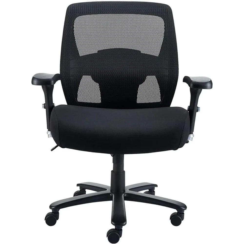 

"Ergonomic Breathable Mesh Office Chair with Adjustable Height and Lumbar Support, Black, on Wheels"
