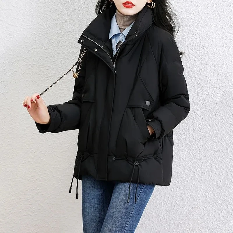 

Down Cotton Jacket Women 2023 Autumn Winter New Fashion Loose Thick Padded Coat Female Short All-match Casual Large Size Parkas