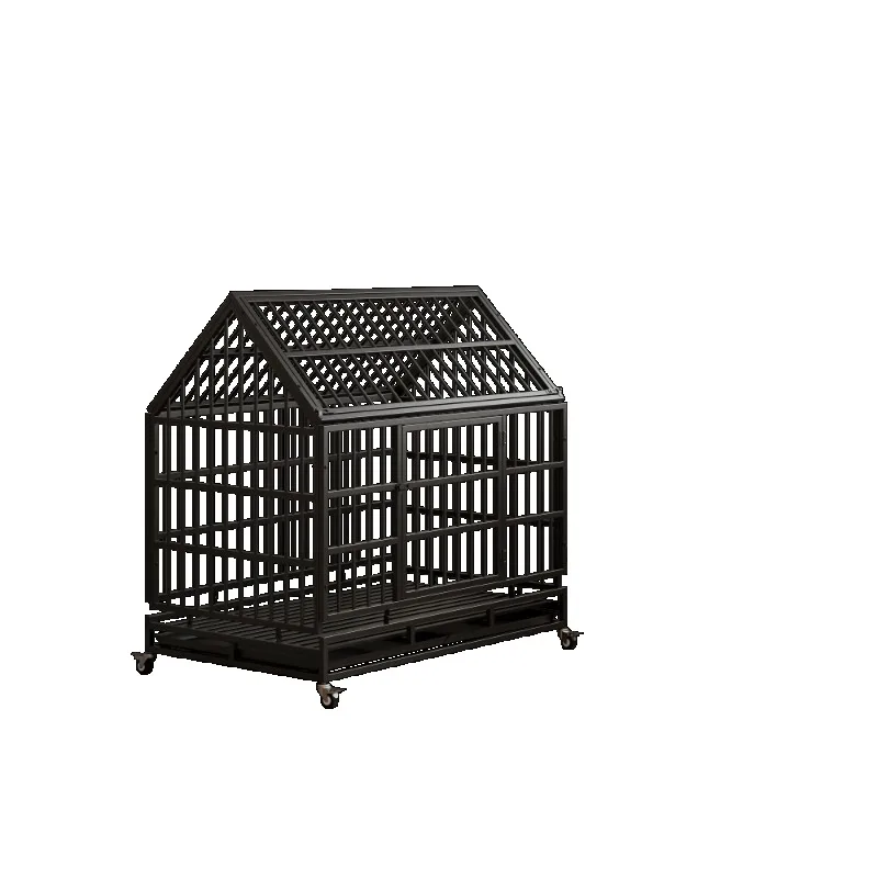 الثقيلة الكلب قفص عجلات للطي قفص معدني كبير متوسط الكلاب أشار سقف للإزالة صينية بيت الحيوانات الأليفة قوي