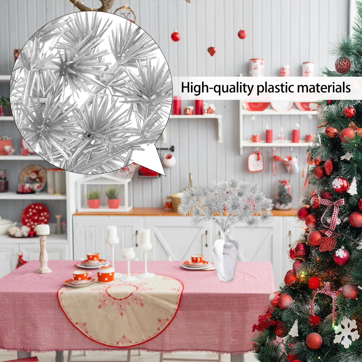 

2Pcs Christmas Decorations Artificial Pine Picks Plastic Pine Cone Sticks for Wreath Lightweight Portable Long Service for Home