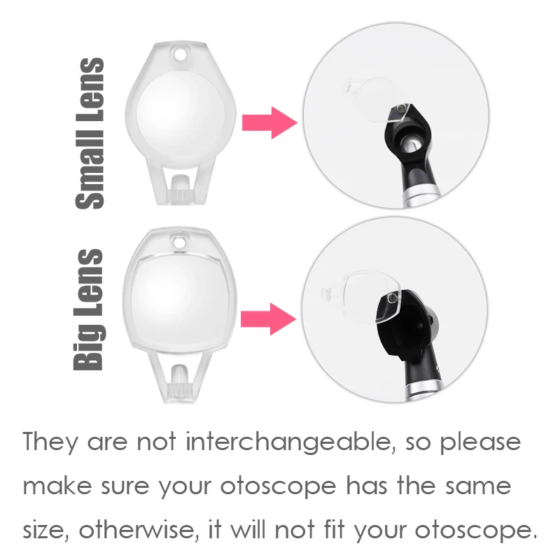 Peças de lente de janela de visualização de reposição transparente de plástico óculos de reposição acessório de ampliação 3X para otoscópio de endoscópio de ouvido