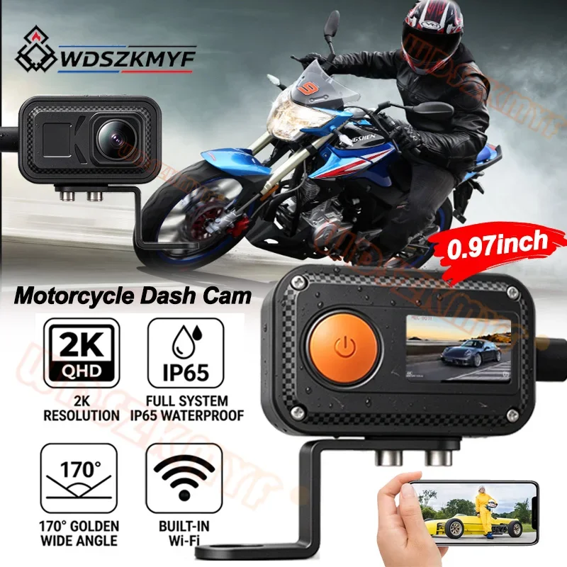 2K Motorcycle Dash Cam HD WiFi 0.97INCH Screen Waterproof Record Smartphone Live View Motorbike DVR Portable Moto Monitor