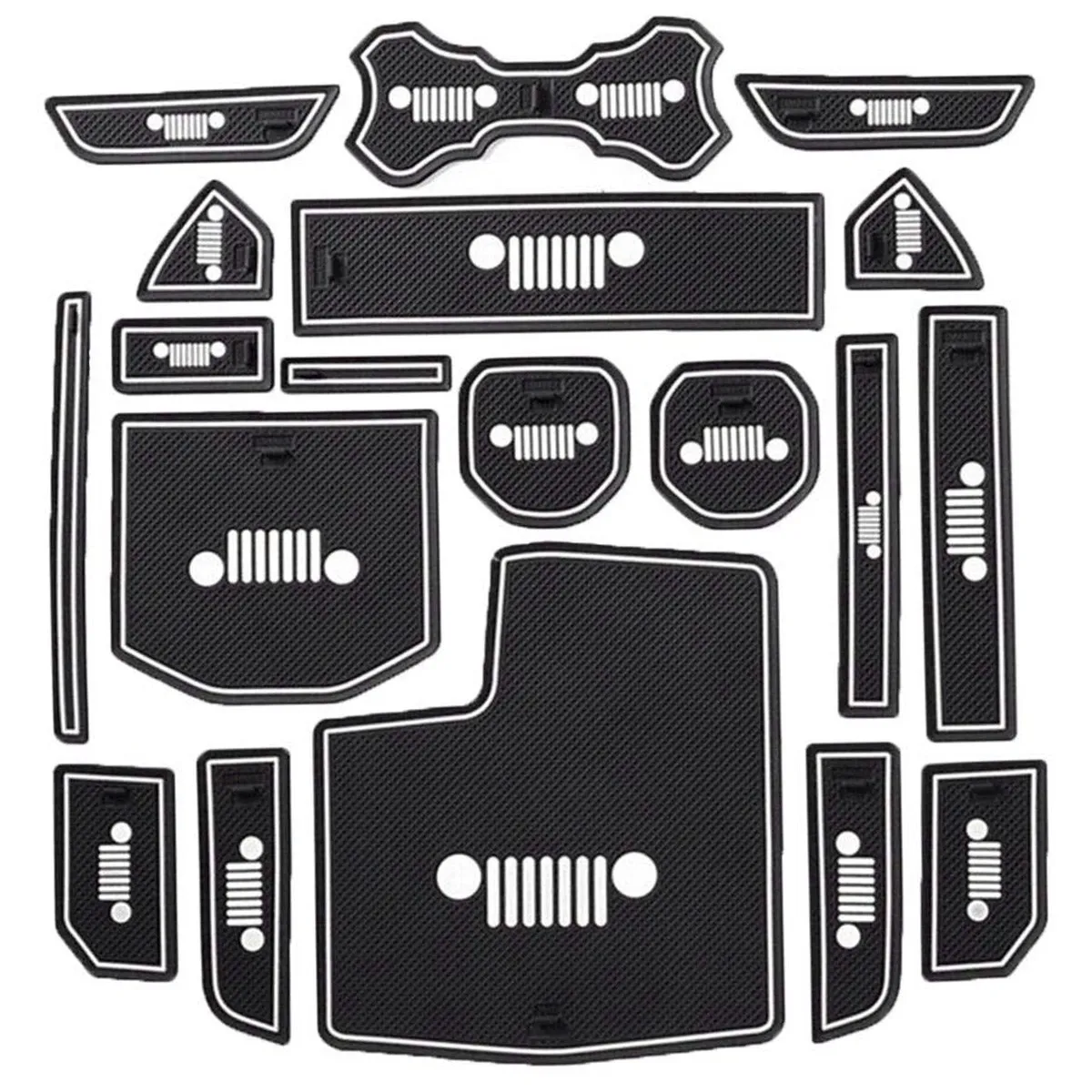 19Pcs Gate Slot Pad Cup Mat Door Mats Non-Slip Pads for Jeep Wrangler JL 2018 2019 Car Interior