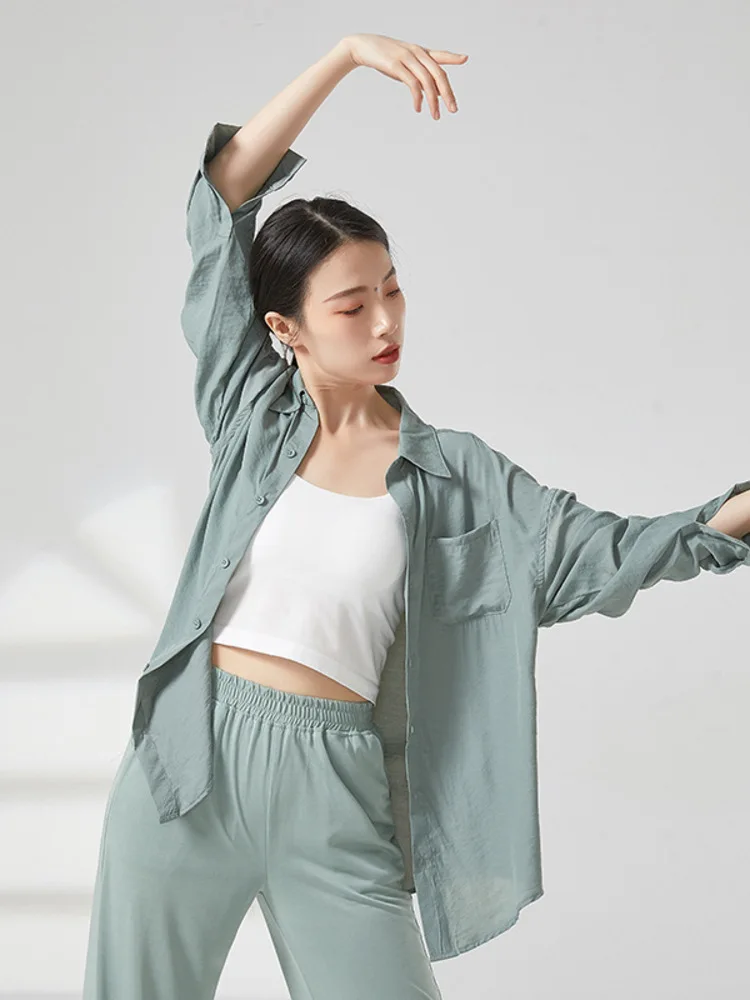 

Dance Competitions Modern Shirts Training and Woperformances Loose Fitting Tops Flowing Long Sleeved Dances for Dancers