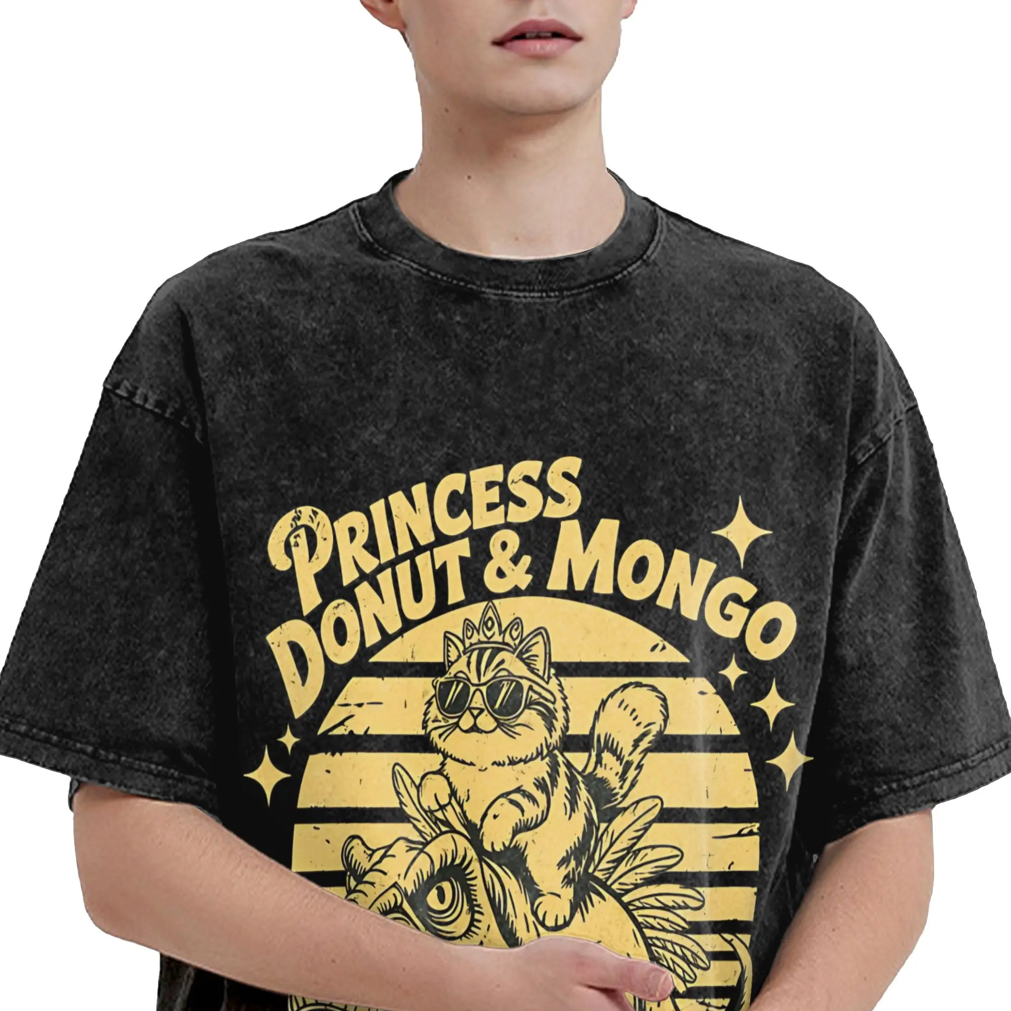 Carl And The Princess Donut and Mongo Dungeon Crawler Carl  Washed T Shirt Streetwear Novelty T-Shirts  Tees Tops Men Women