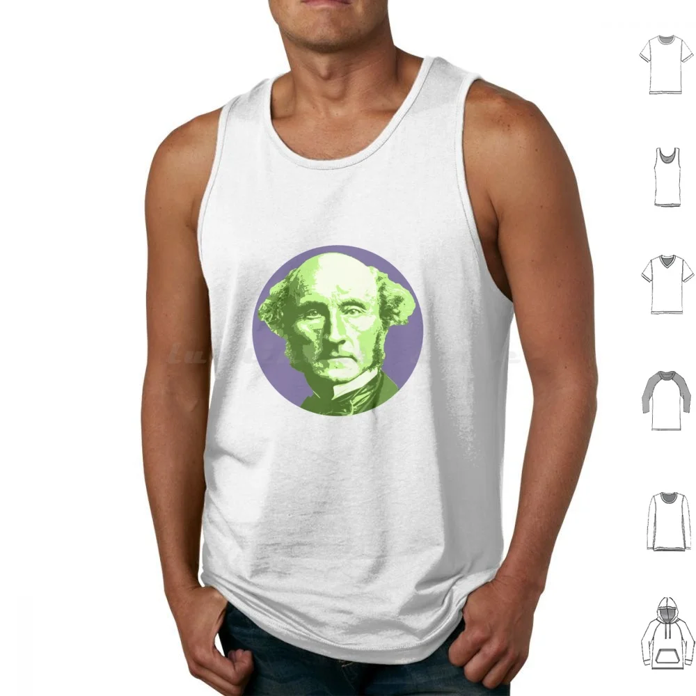 John Stuart Mill Purple Green Portrait Tank Tops Vest Sleeveless Purple Green John Stuart Mill Utilitarianism