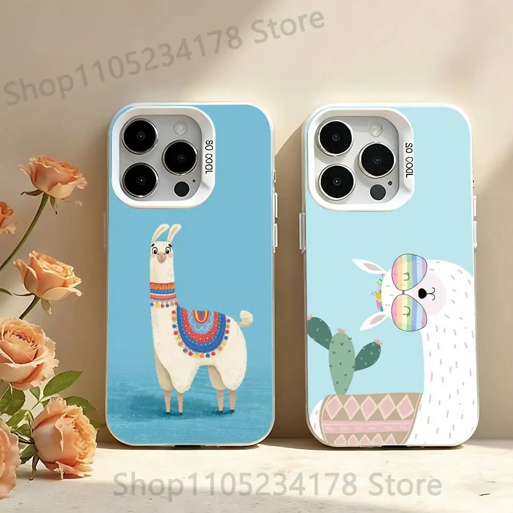 Lama Llama Alpacas Soft Phone Case For iPhone 17,16,15,14,13,12,11,Pro,Max,Plus,SE,Air,Mini Anti Fall White Bumper