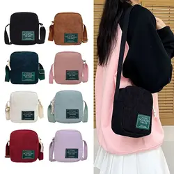 Women Ladies Solid color Shoulder Bags Fashion Vintage Corduroy Small Handbag Crossbody Bag Winter Accessories