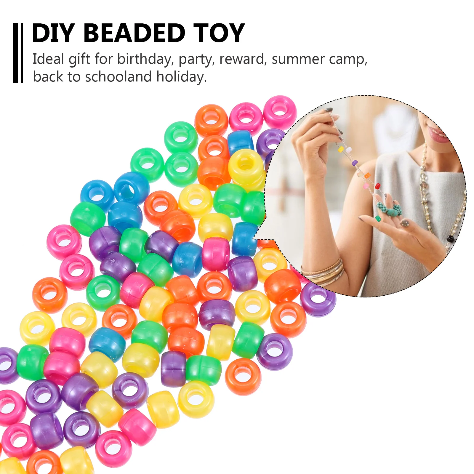 1000 Pcs Round Large Hole Bucket Rice Beads Spacer Jewelry Making Kit Acrylic Safe Skin Friendly Craft