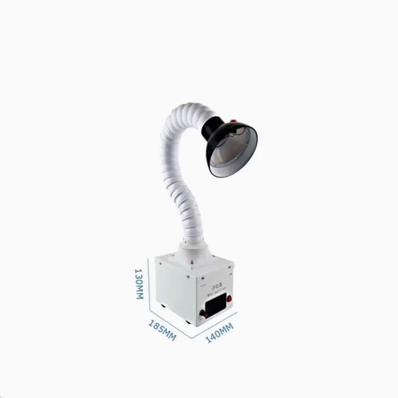 Welded smoke extractor with LED hood for mobile phone repair and electronics - Mini desktop smoke absorber