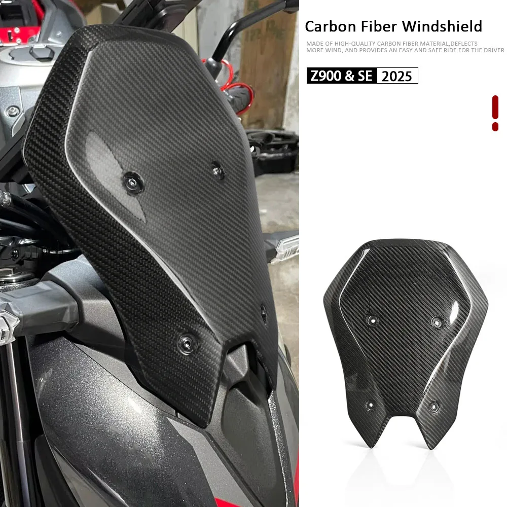 

Front Wind Shield Screen Deflectors Windshield Windscreen For Kawasaki Z900 Z 900 SE 2025 Motorcycle Carbon Fiber Material