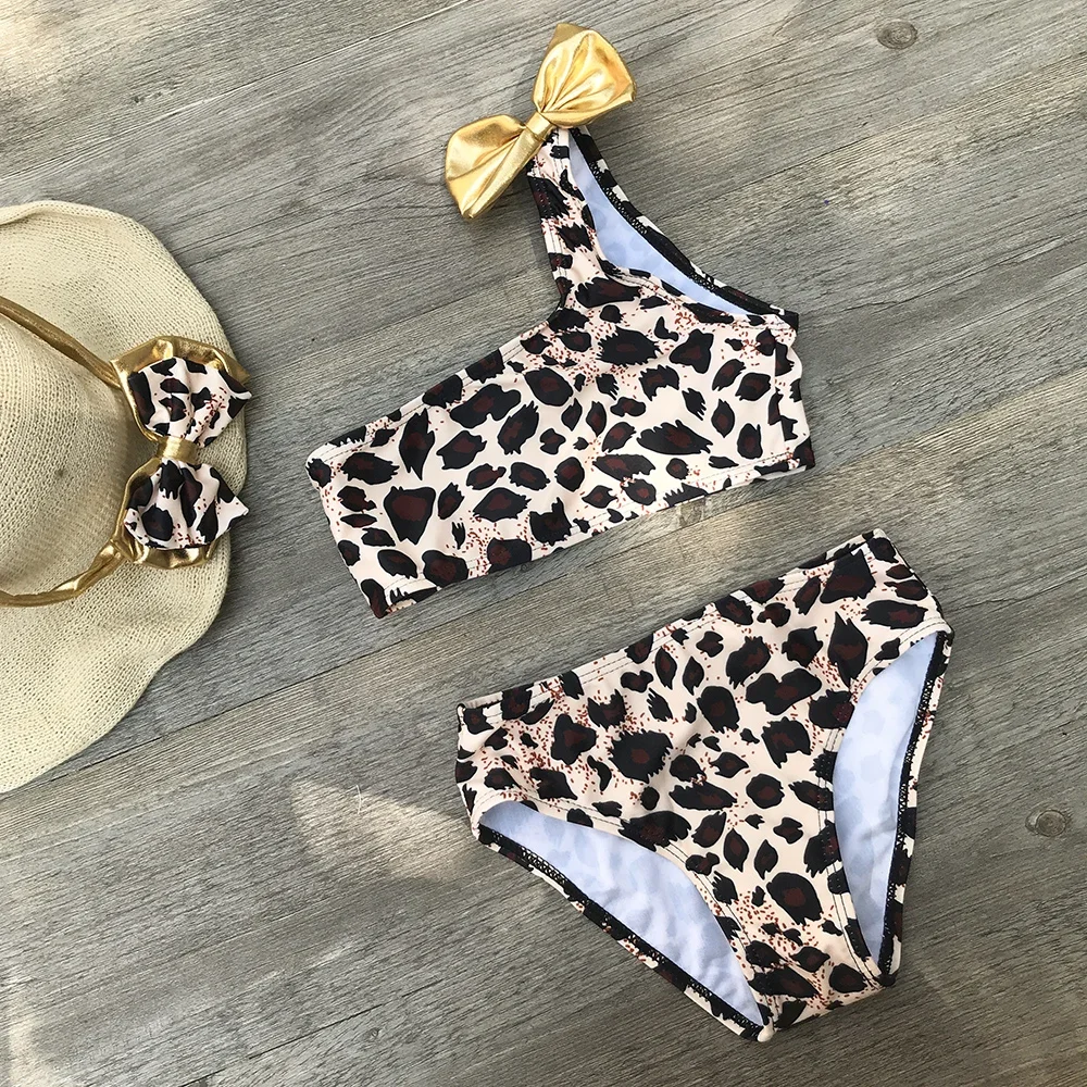 Girl Bikini Lovely Kids Split Swimming Costumes Baby Girls Leopard Bikini Swimwear Summer Beach Tankini Swimsuit Bathing Suit