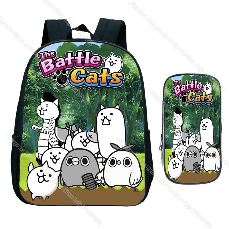 2pcs Set The Battle Cats Backpack Cartoon Kids School Bag for Kindergarten Toddler Children School Supplies Baby Bags