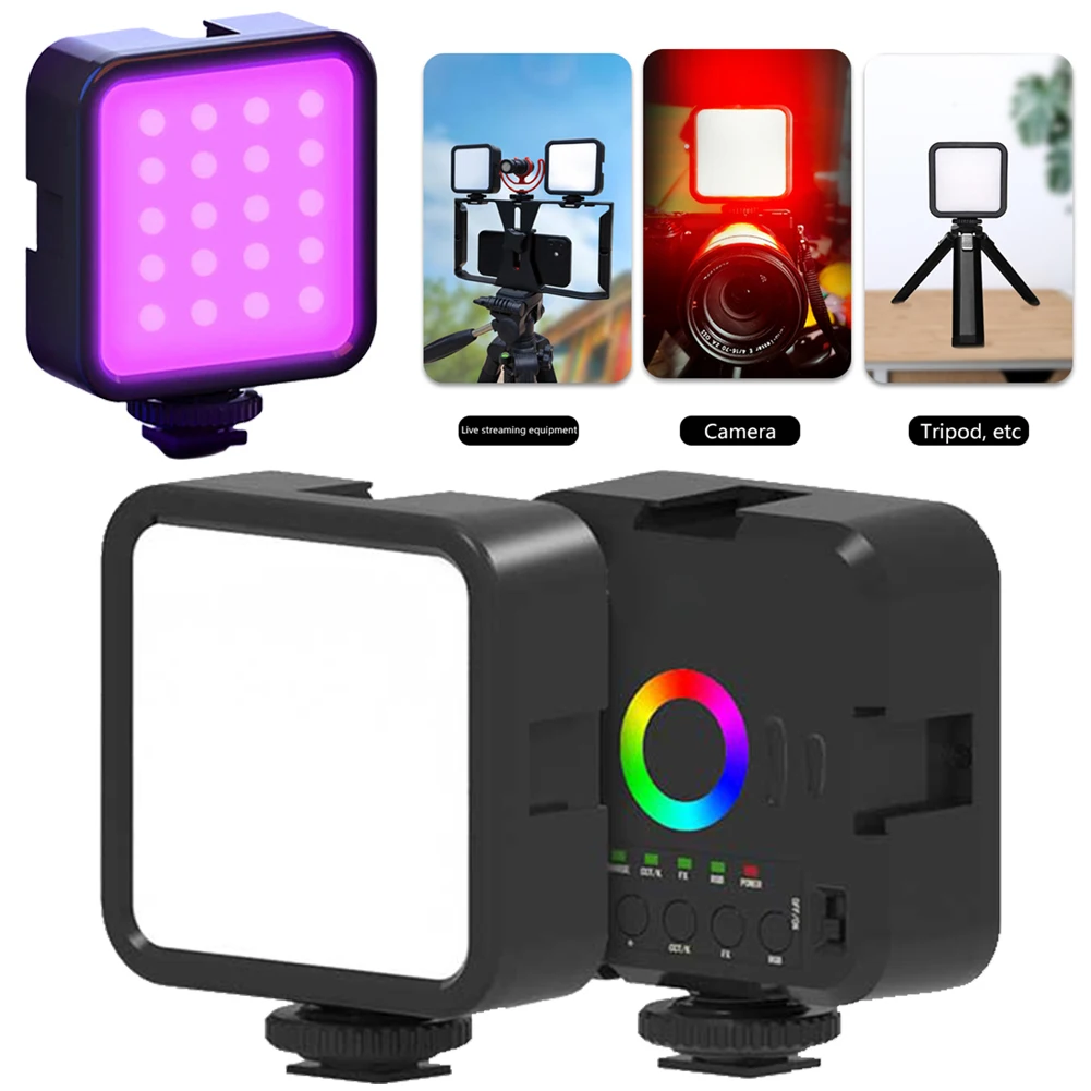 RGB Video Light Mini LED Camera Light 3000-5500K Ambient Photo Light Rechargable LED Panel Lamp Photo Video Lamp for Photography