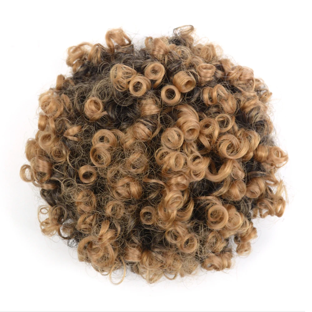 Drawstring Afro Curly Puff Ponytail Synthetic Chignon Wig Ponytail Short Afro Hair Extensions Clip In Hair Buns Pieces For Women