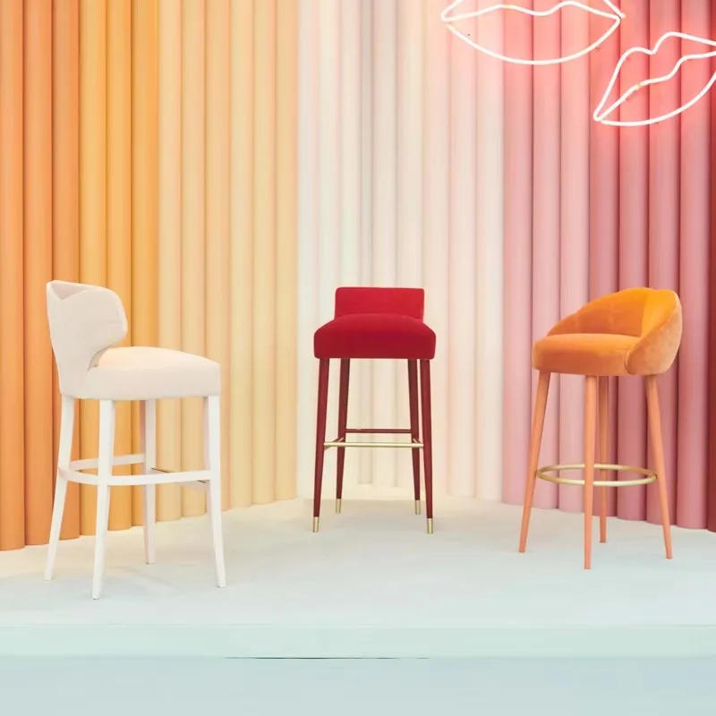 Simple Modern Birch Frame Solid Wood Bar Stool Nordic Designer Model Commercial & Home Use Bar Chair for Coffee Shops