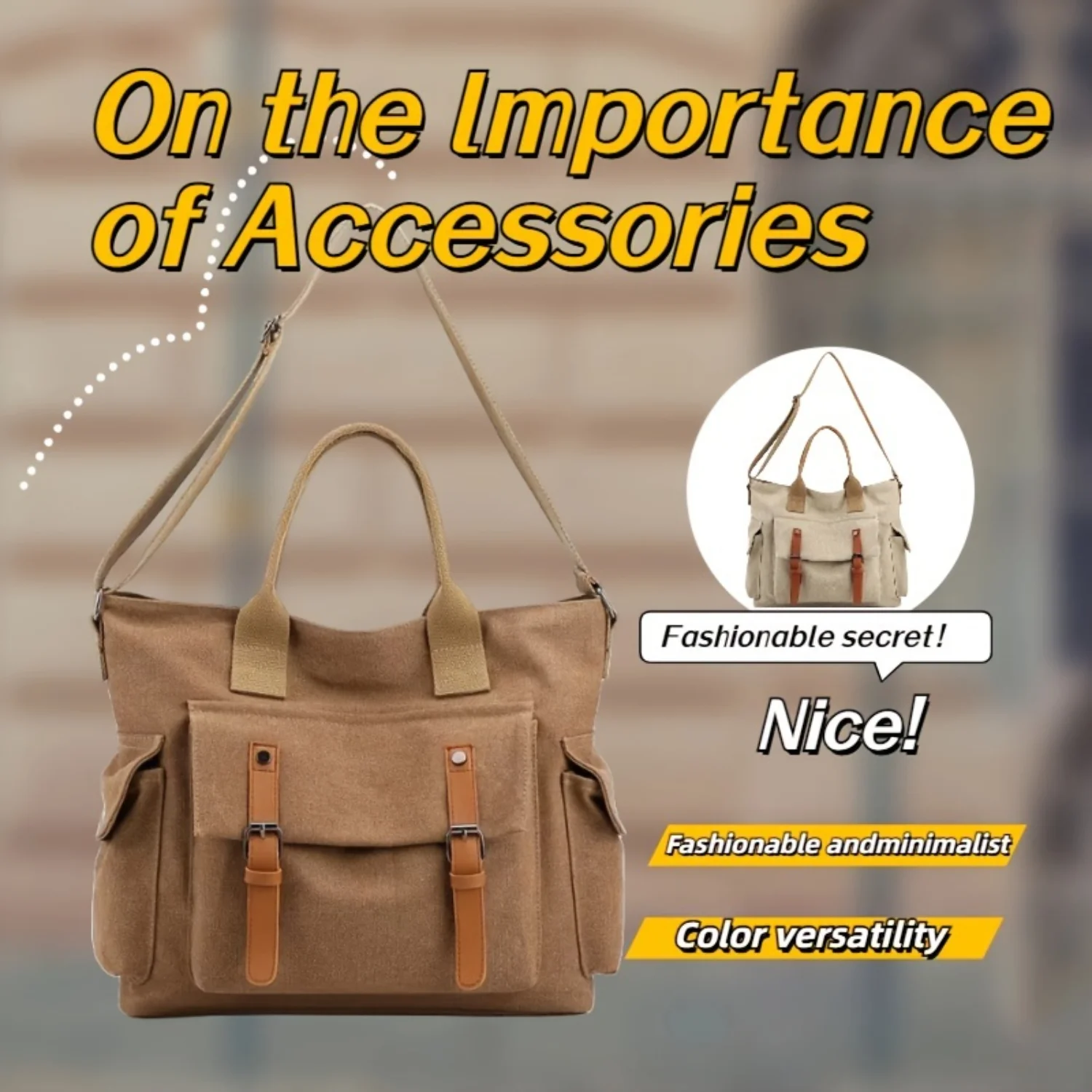 

Retro Business Tote Bag: Lightweight Briefcase with Adjustable Strap