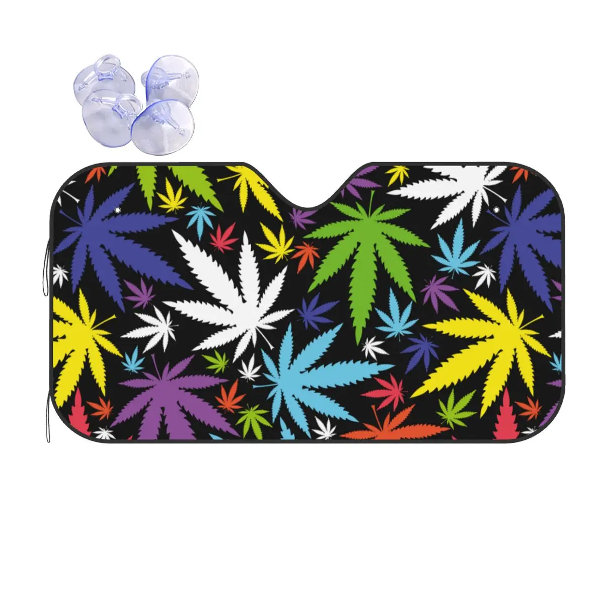 Cannabis Leafs Fold-up Sunshade Windscreen 76x140cm Marijuana Weed Leaf Foils Sun Visor Ice Shield Dust Protection