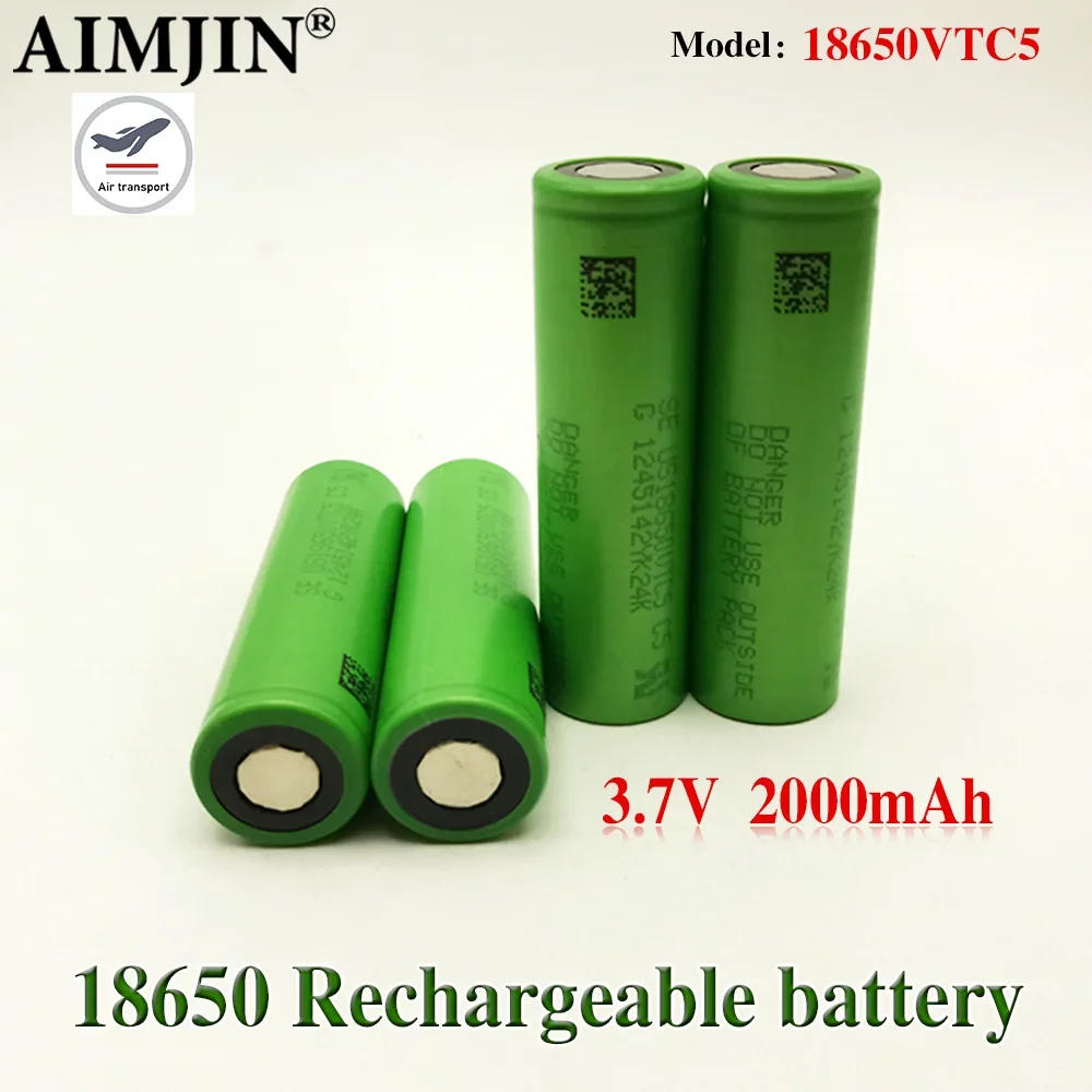 2PCS Original 18650 3.7V 2.0Ah Li-ion Rechargeable Battery for SONY Us18650 VTC5 Toys DIY Power Tools Battery Flashlight