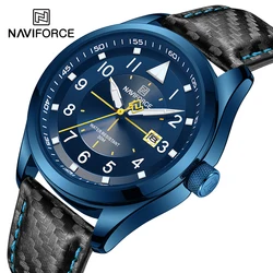 Watches for Men NAVIFORCE New Business Classic Blue Man Leather Quartz Luminous Wristwatch Military Sport Waterproof Male Clock