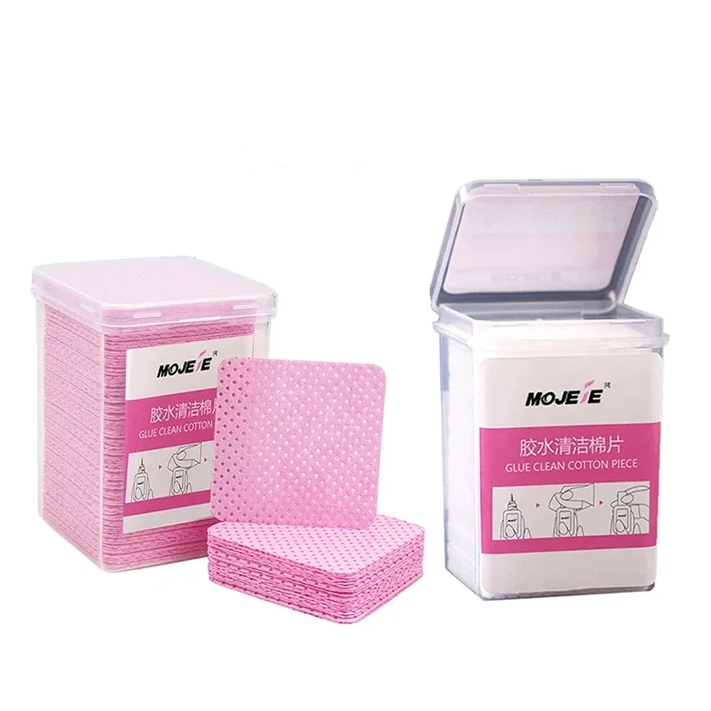 1 상자 200개 면 물티슈 일회용 보풀 없는 종이 속눈썹 연장 접착제 제거 패드 청소용 물티슈 화장품 메이크업 도구